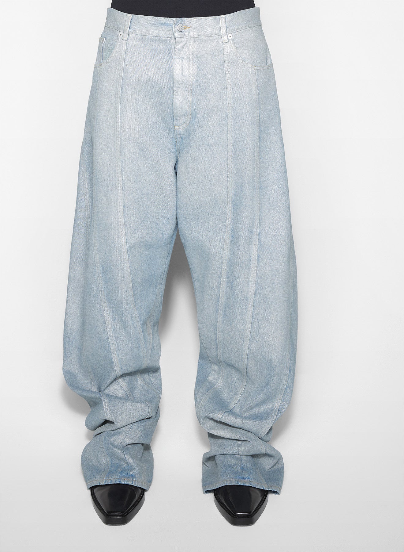 silver blue oversized spiral jeans