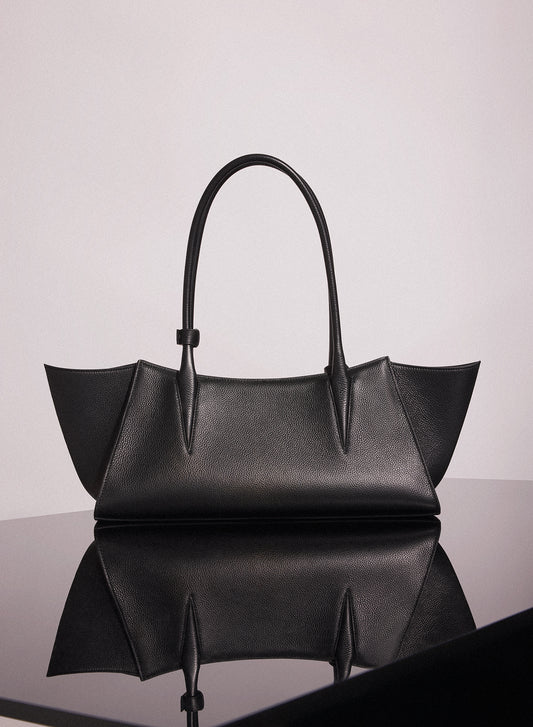 black grained leather fang bag