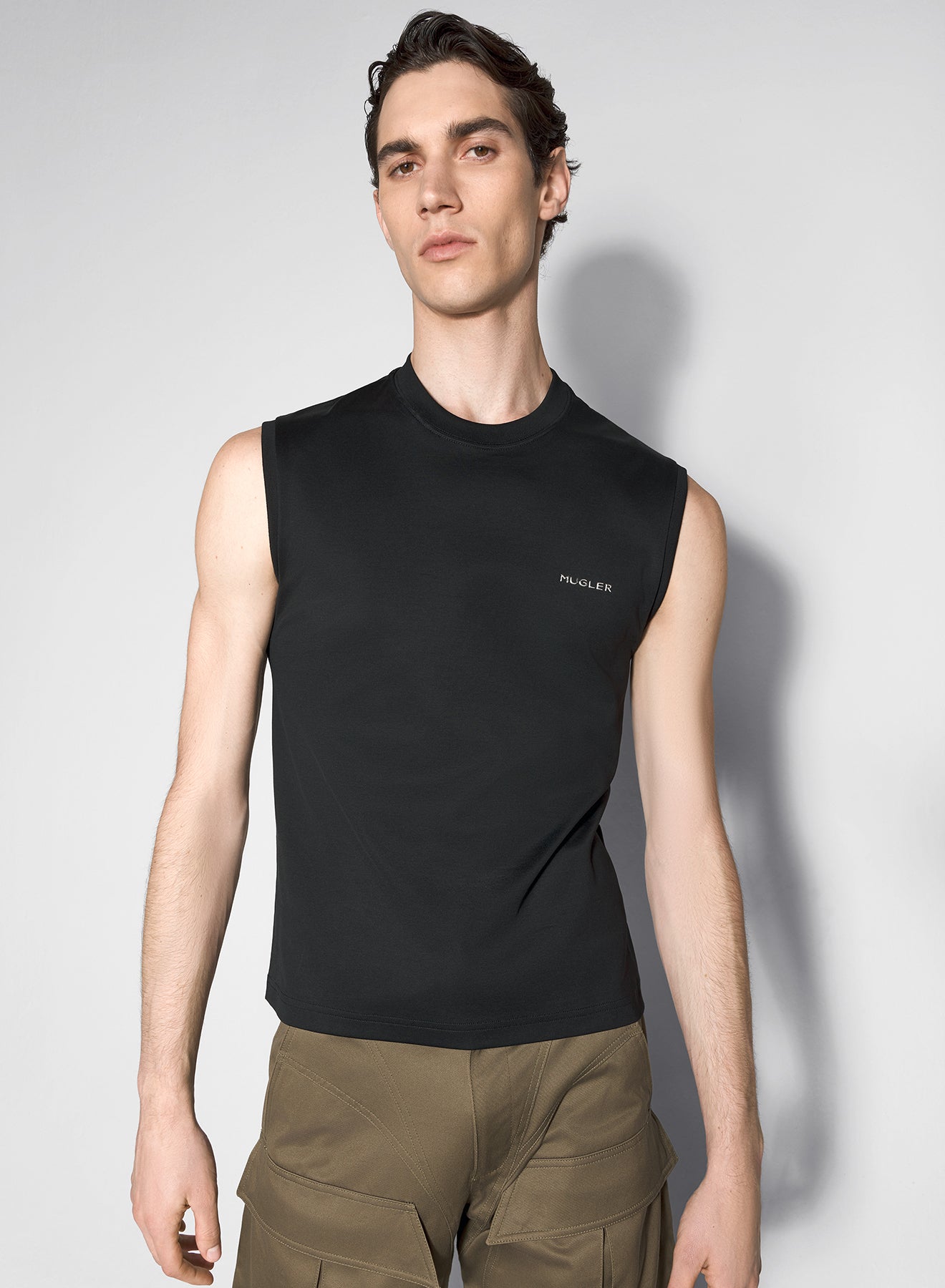 black mugler signature sleeveless top