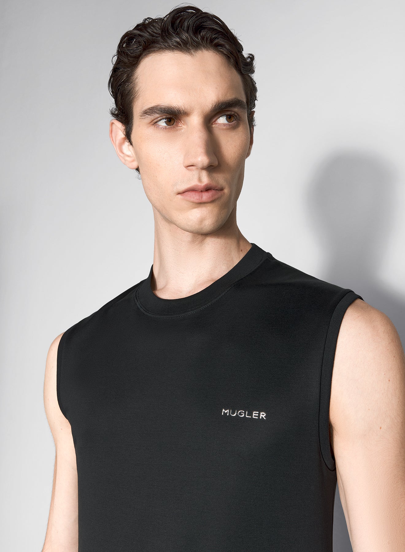 black mugler signature sleeveless top