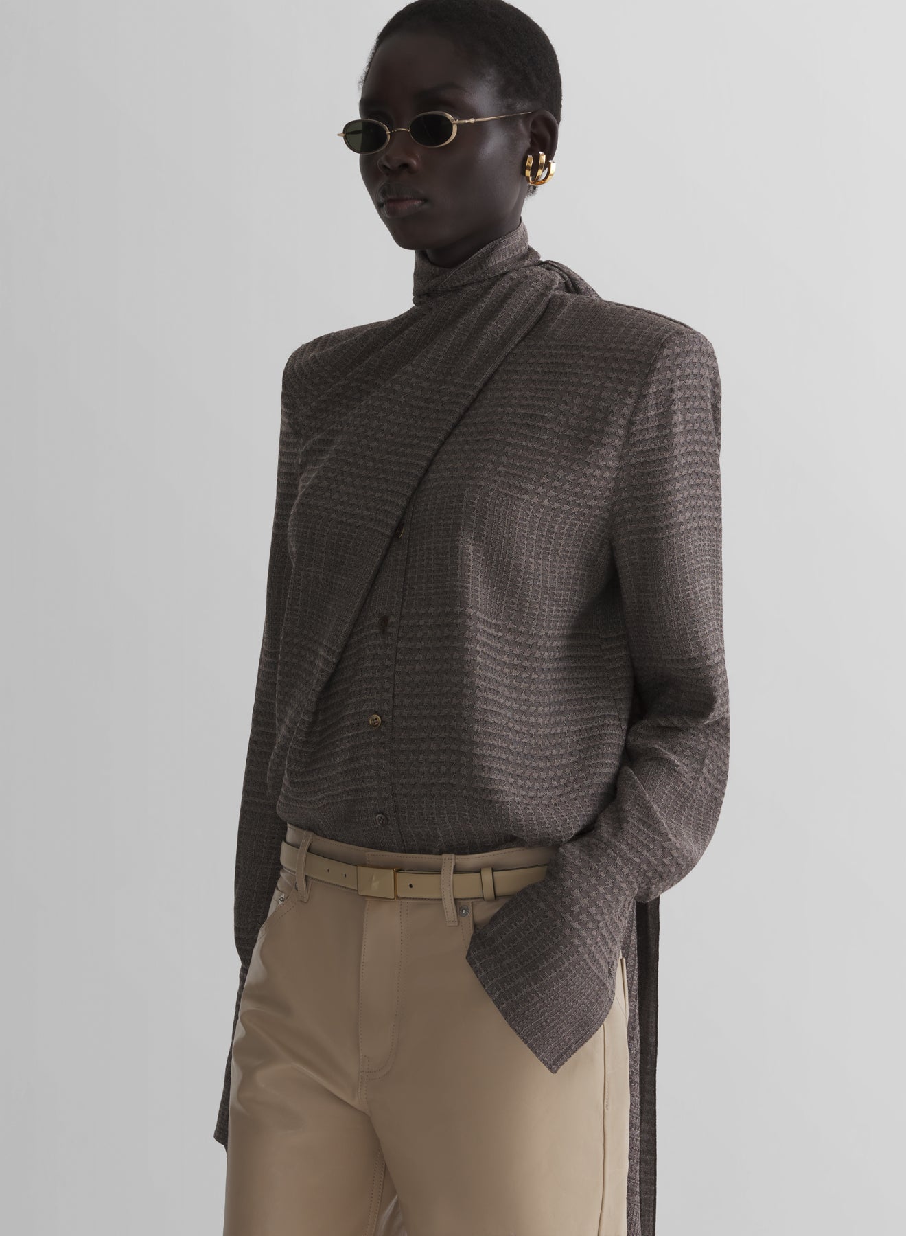 taupe boxy shirt