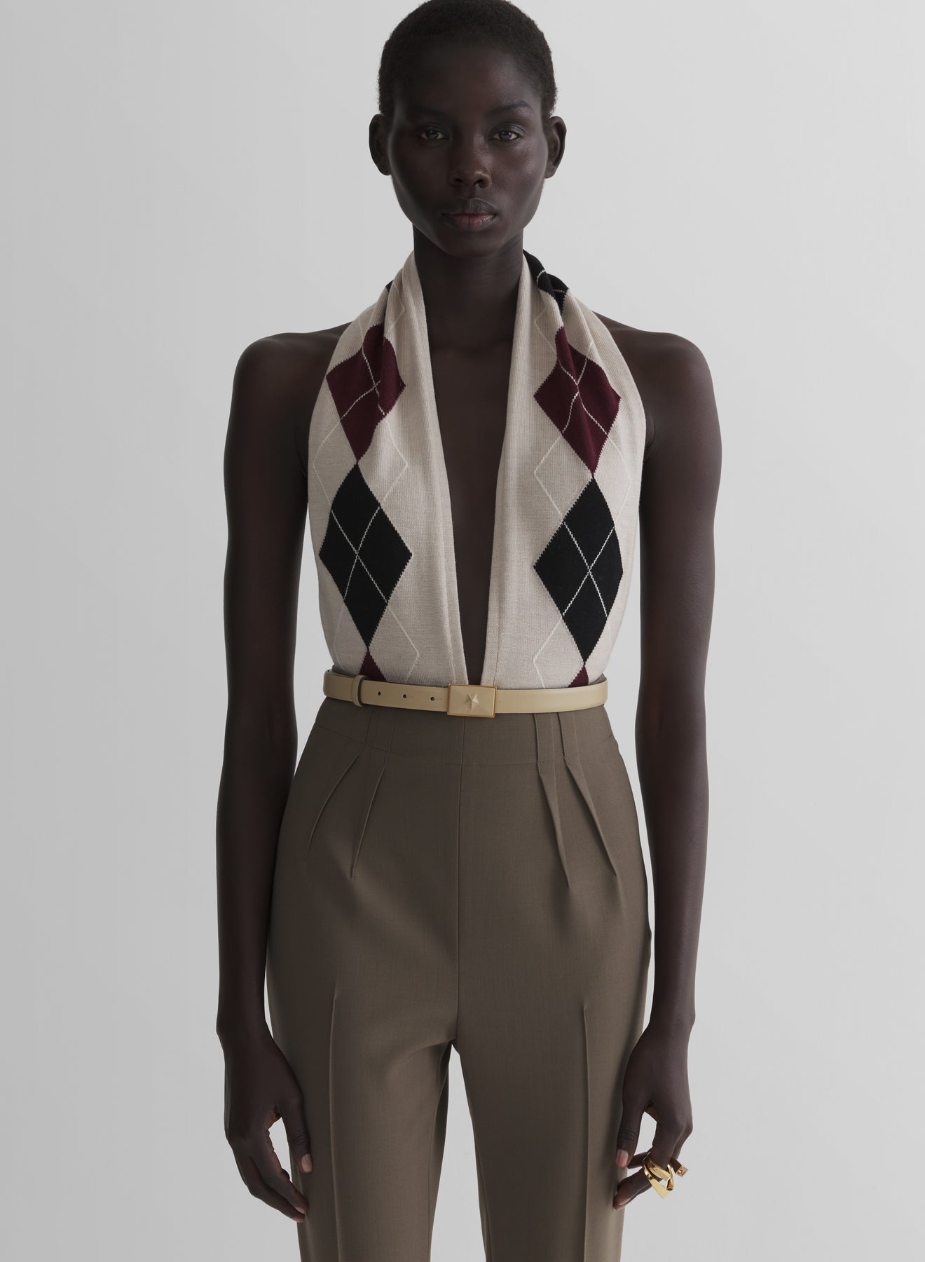 cashmere argyle bodysuit