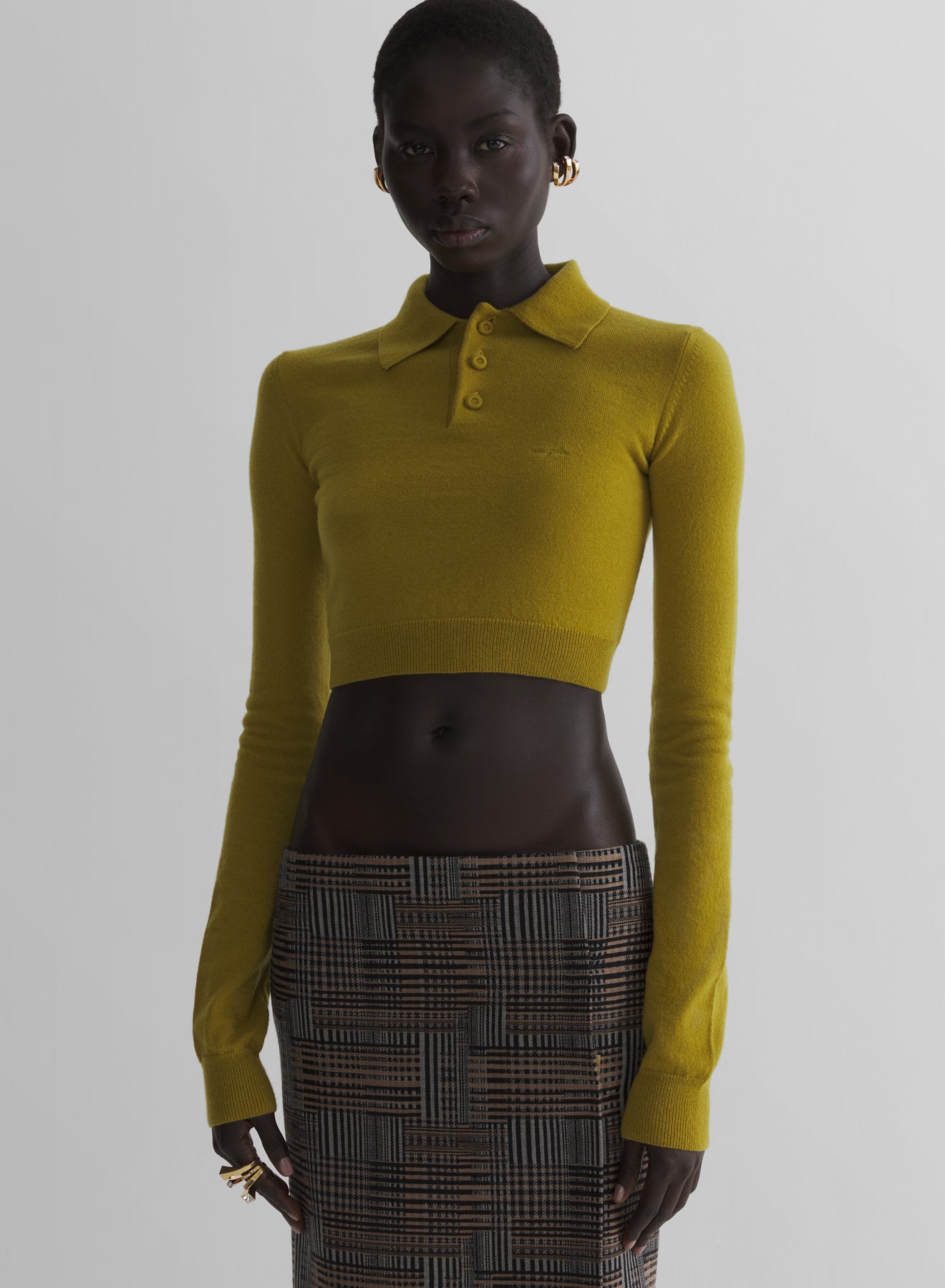cashmere cropped polo