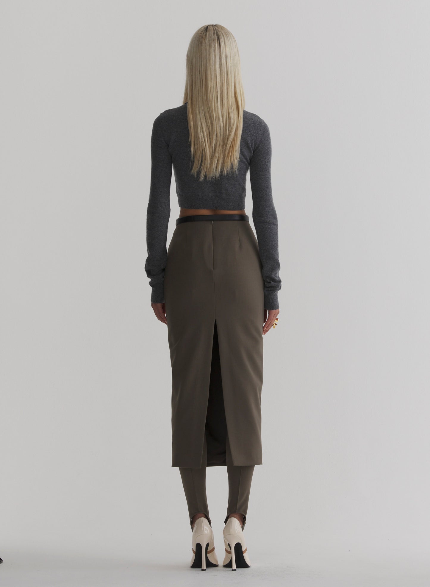 taupe pencil skirt