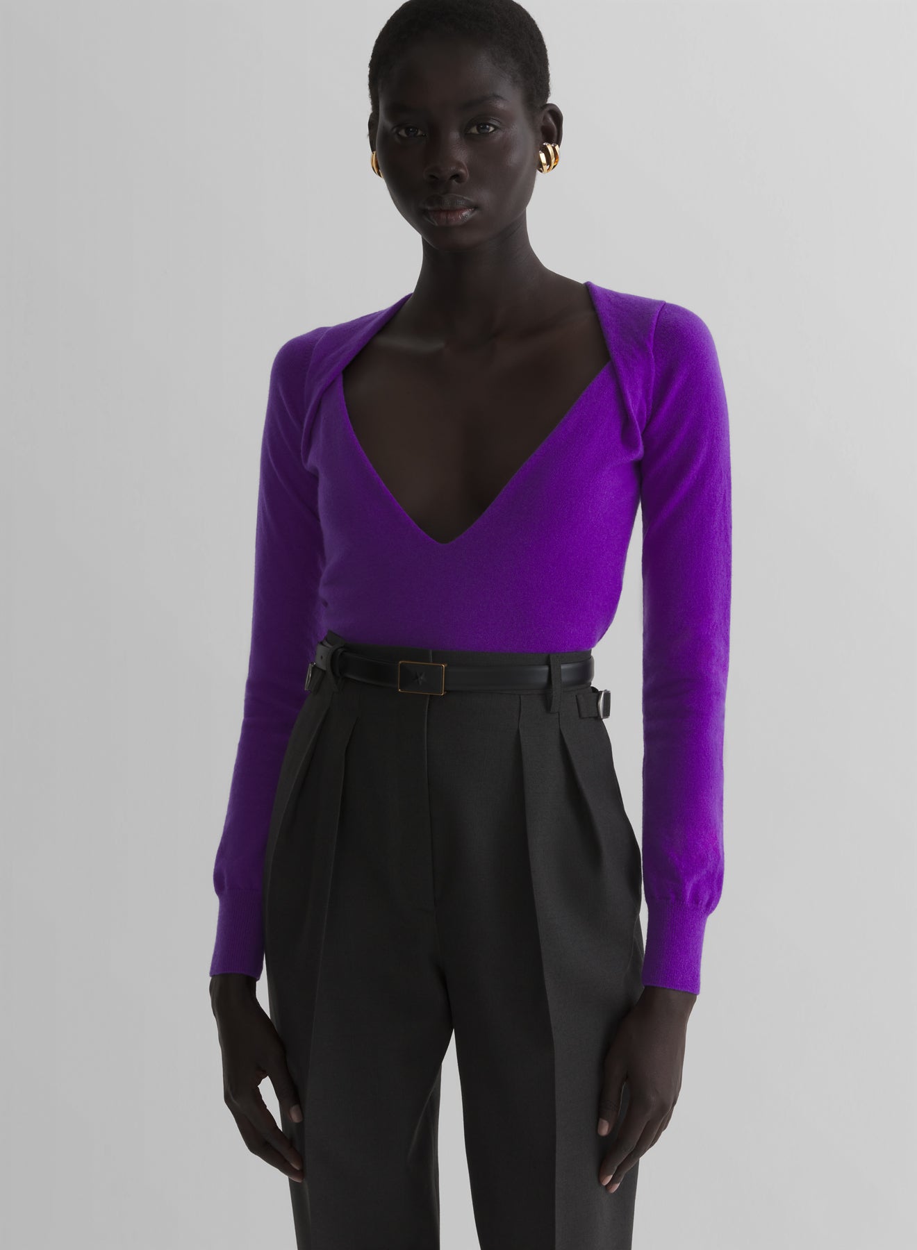 cashmere v-neck knit top