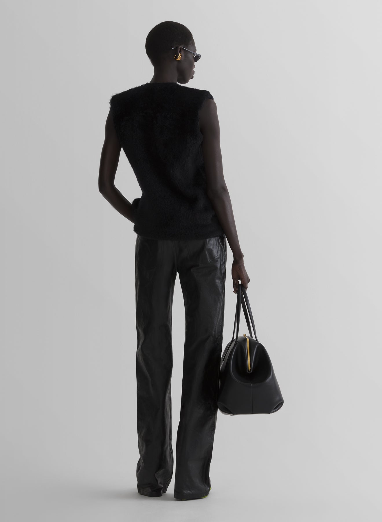 black brushed knit sleeveless top