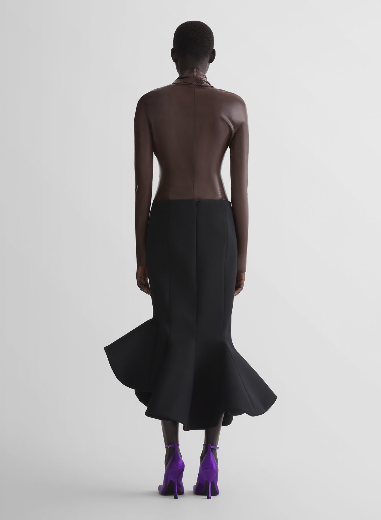 dark brown latex scarf bodysuit