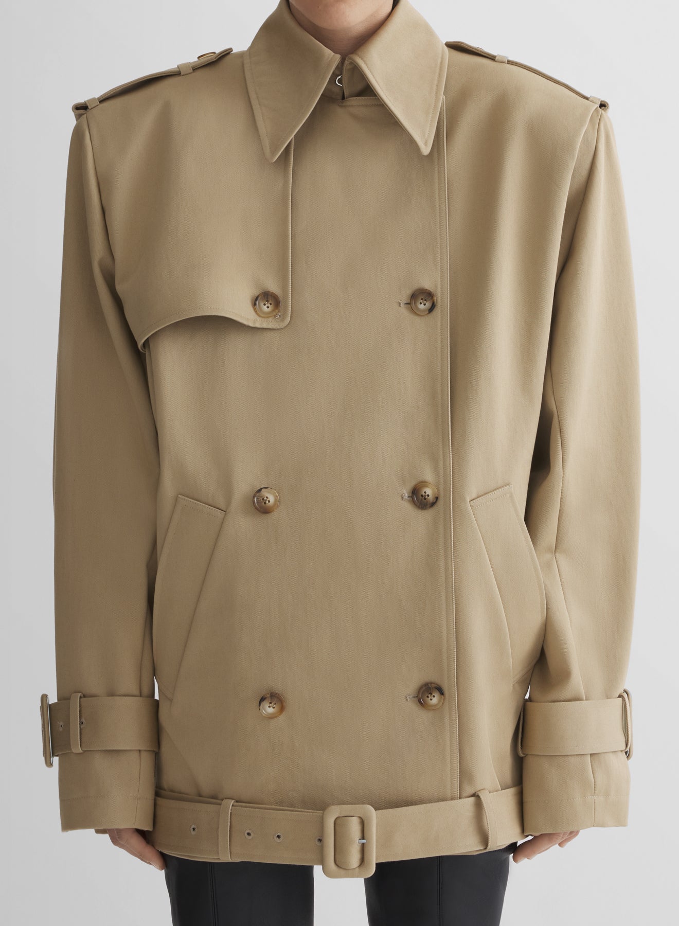 beige dropped trench coat