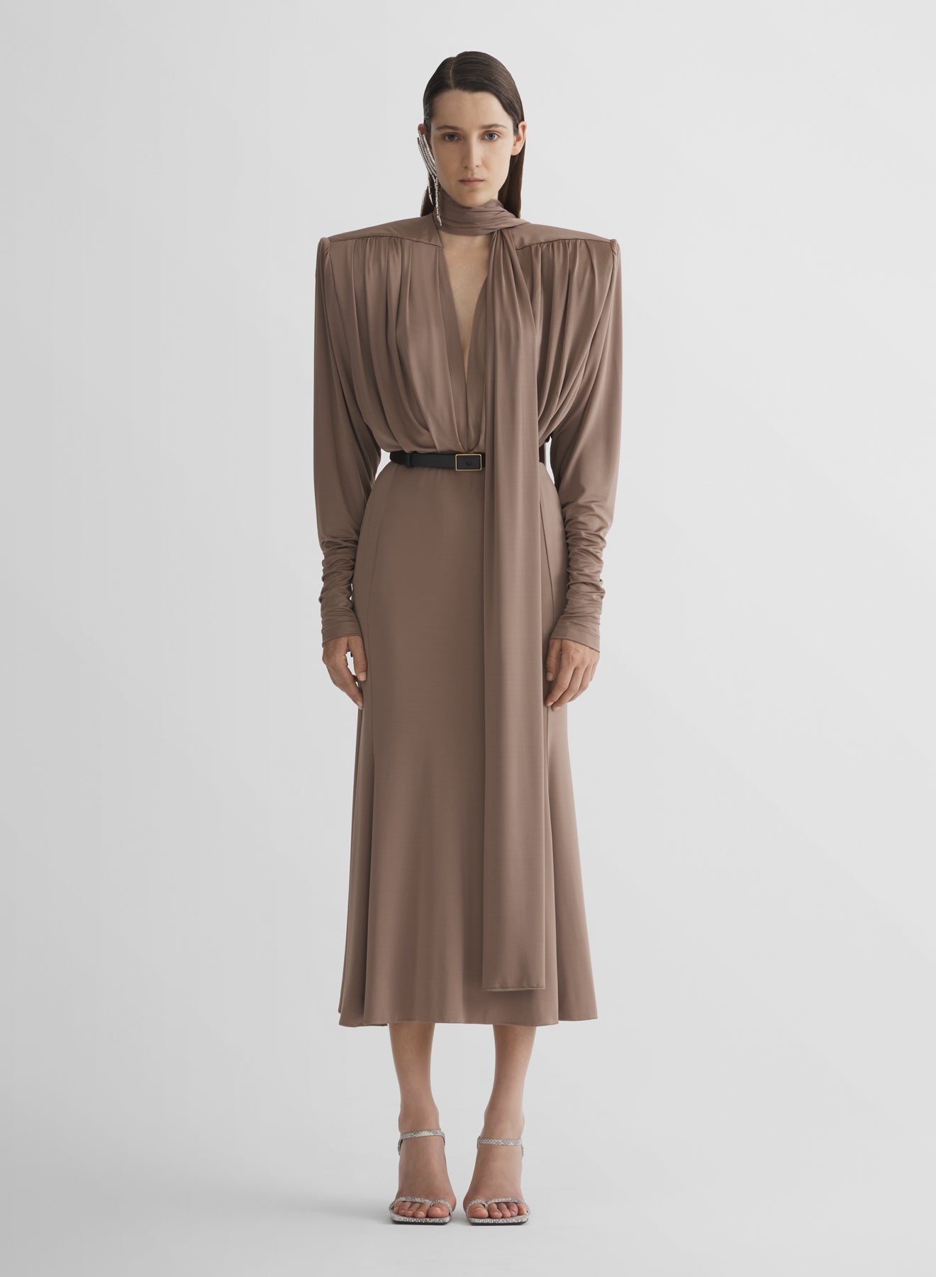 mugler brown dress Vintage Embellished Corset Gown