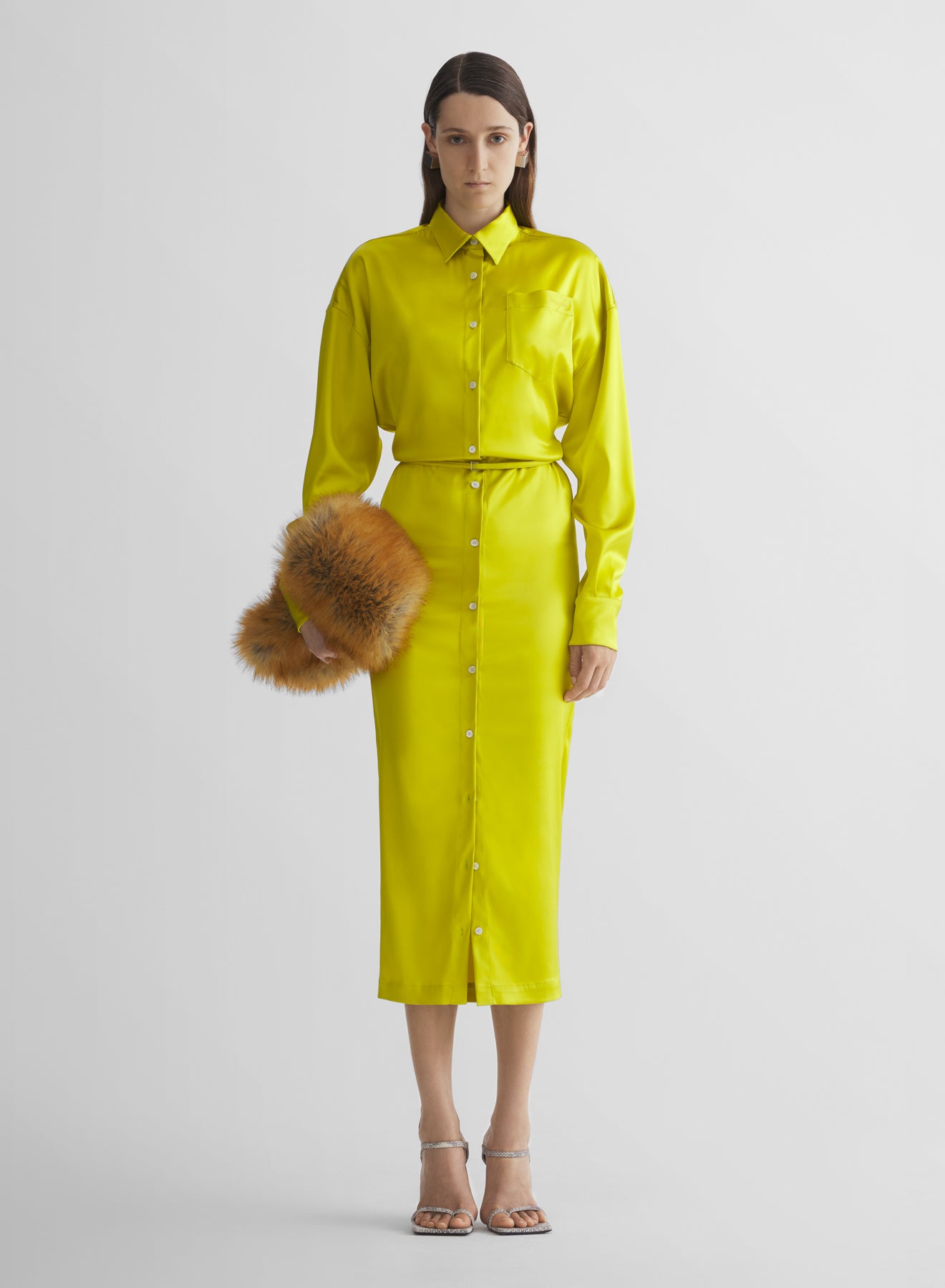 chartreuse yellow shirt dress