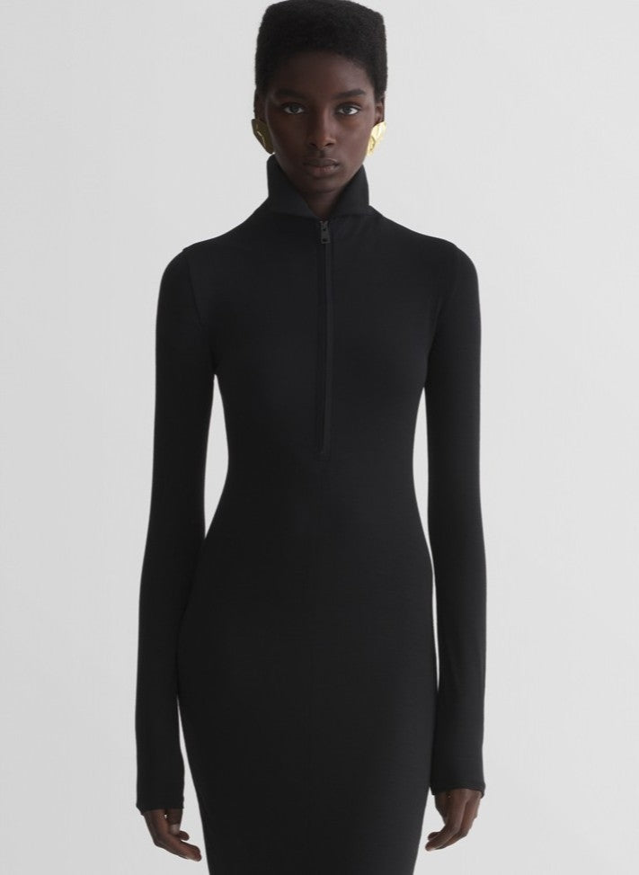 black jersey column dress