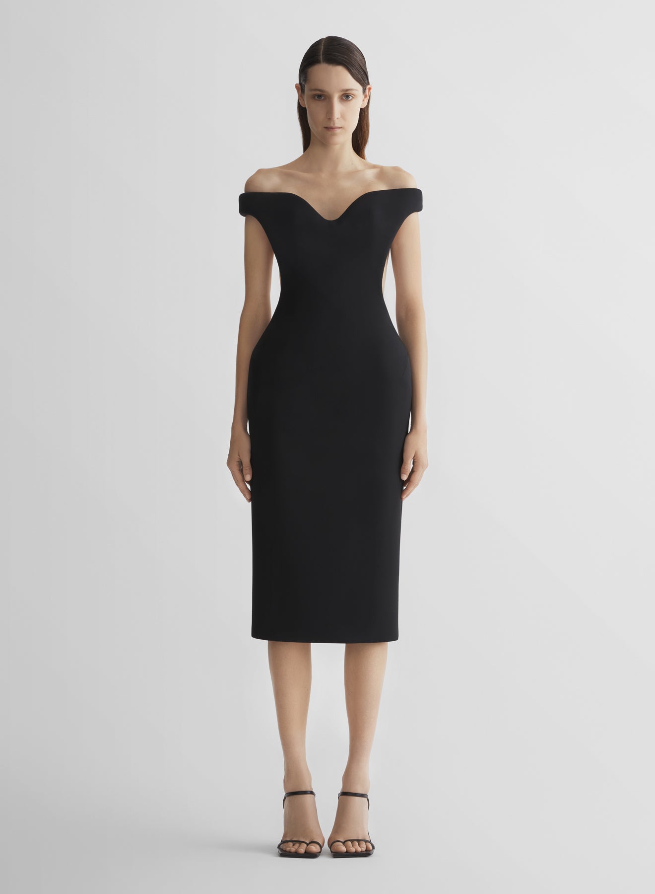 mugler dress black Thierry Mugler 1989 Runway Ruffle Collar Black Wrap Suit Dress