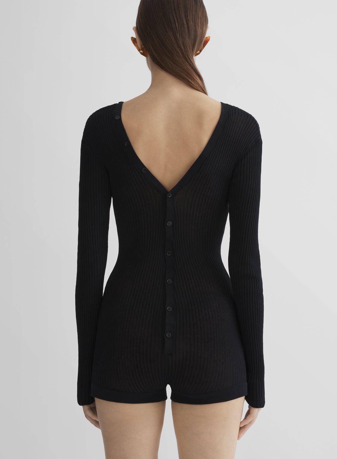 black knit buttoned bodyshort