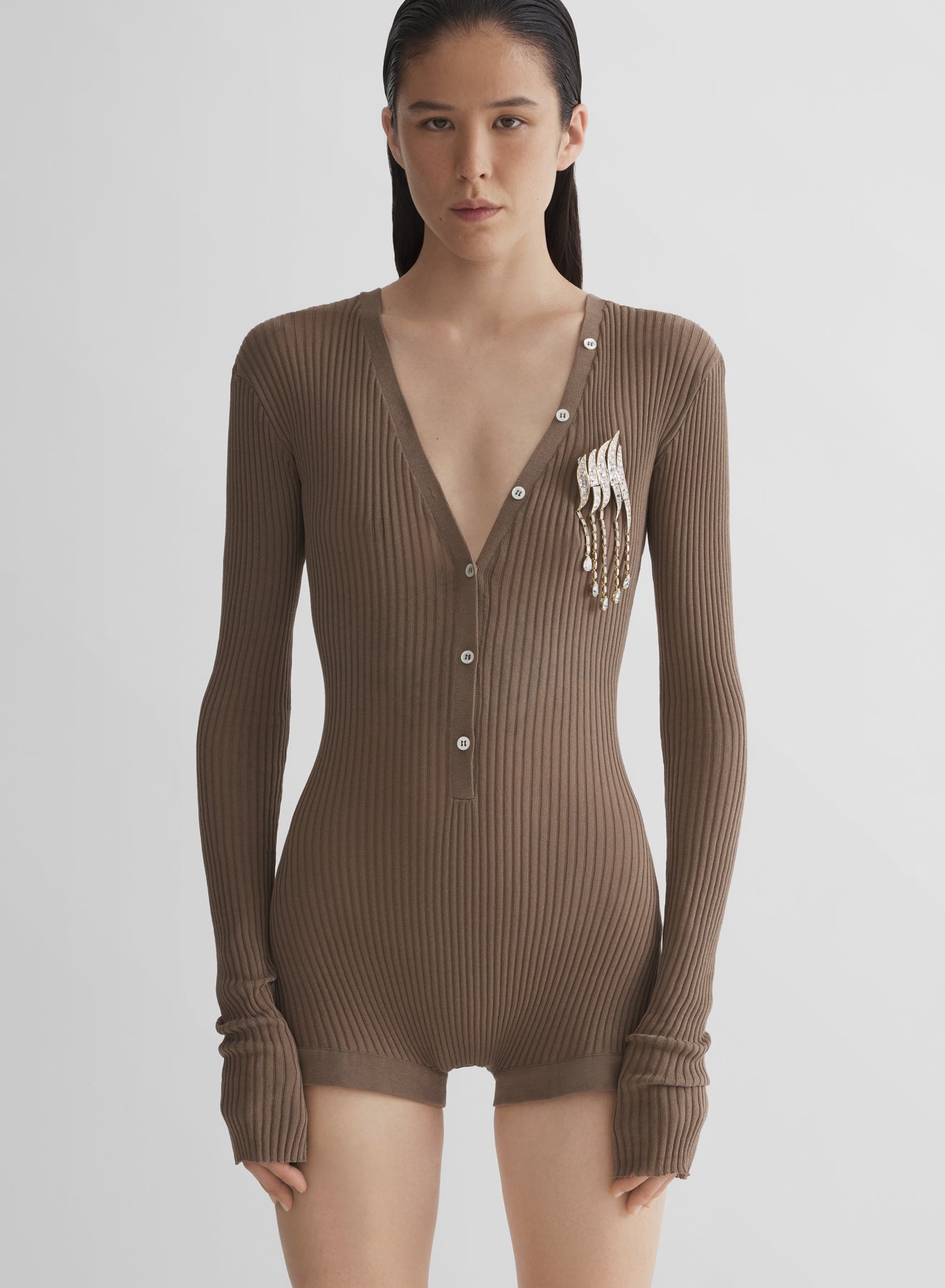 knit buttoned bodyshort