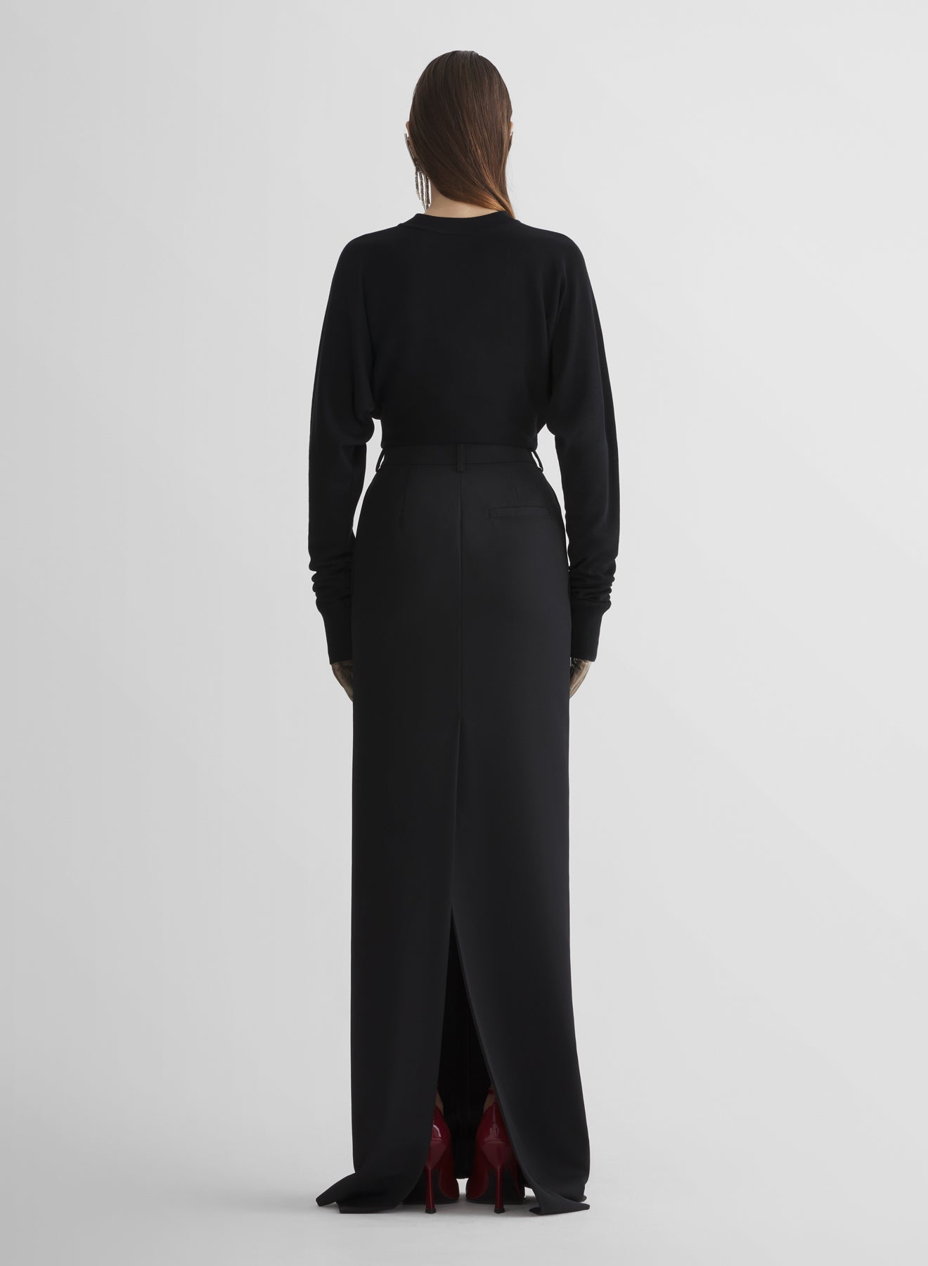 black tailored long skirt