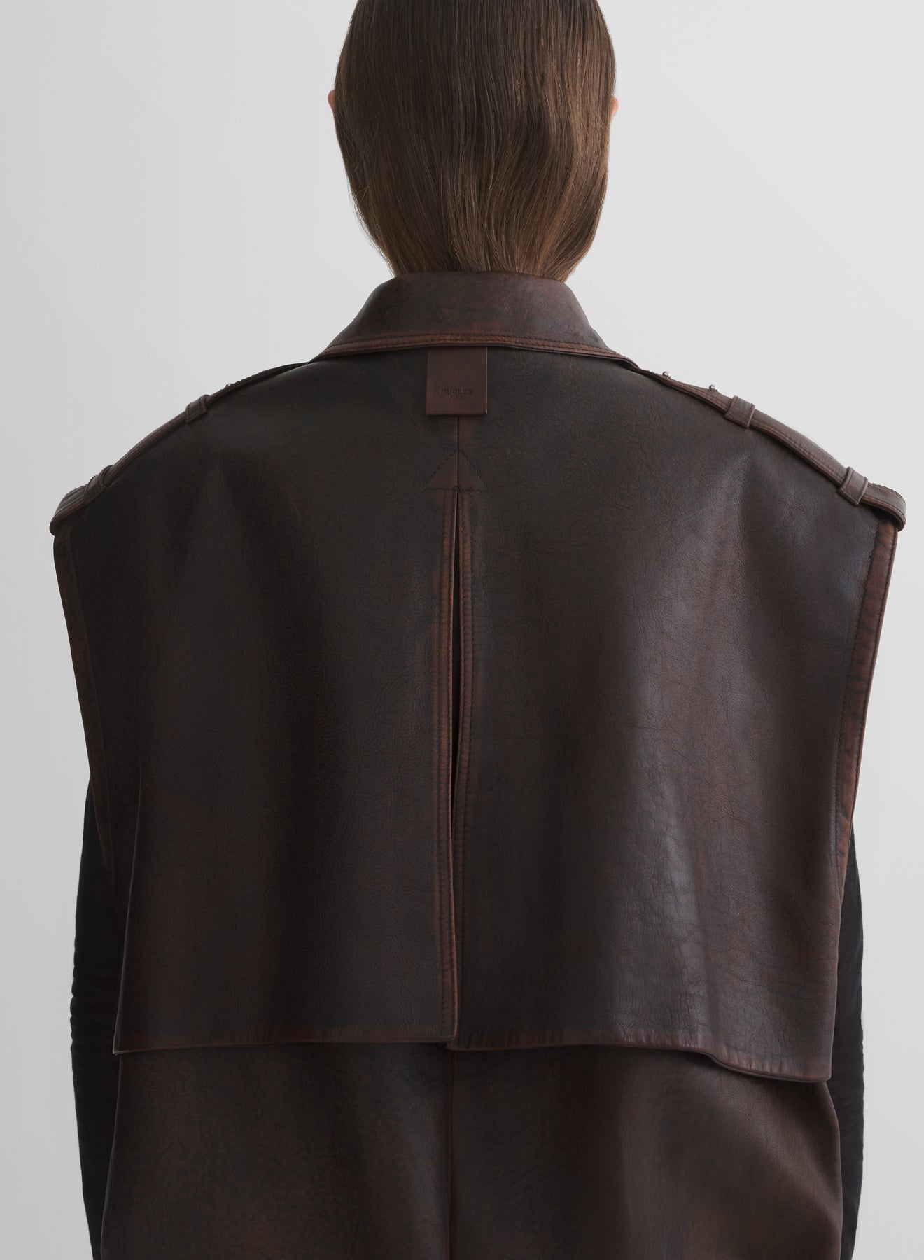 leather military gilet