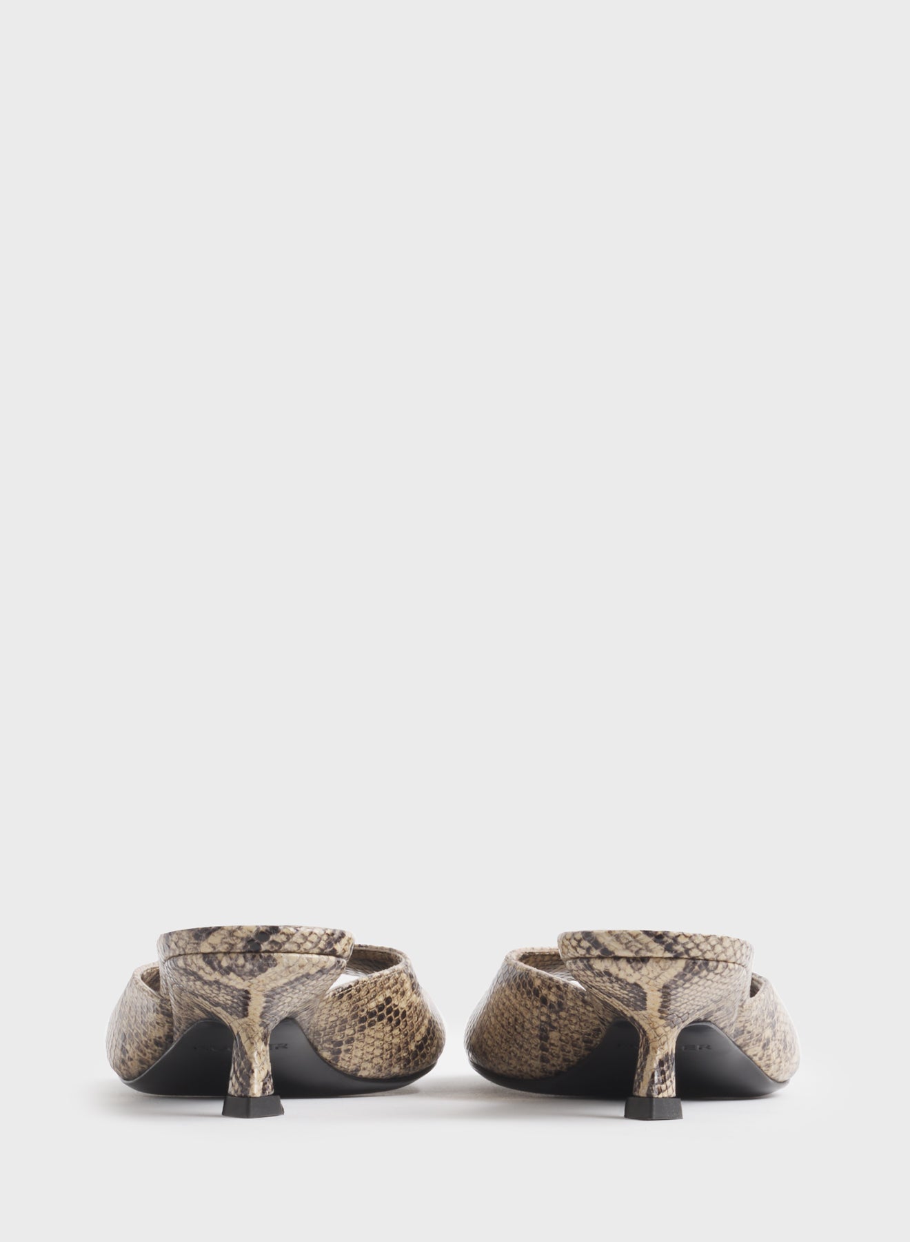 Faux python peep-toe mules 45