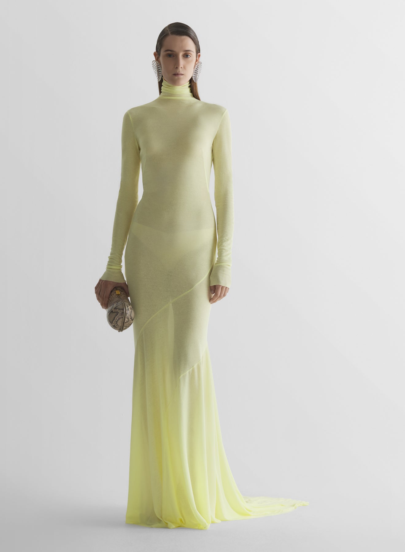 Yellow Turtleneck jersey gown | MUGLER Official Website Mugler Yellow Turtleneck jersey gown | MUGLER Official Website Mugler