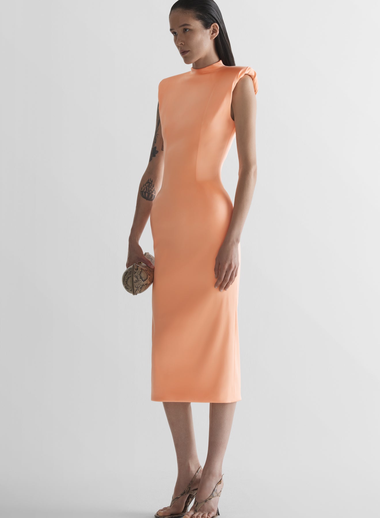 hourglass cocktail dress Peach Sculptural hourglass dress