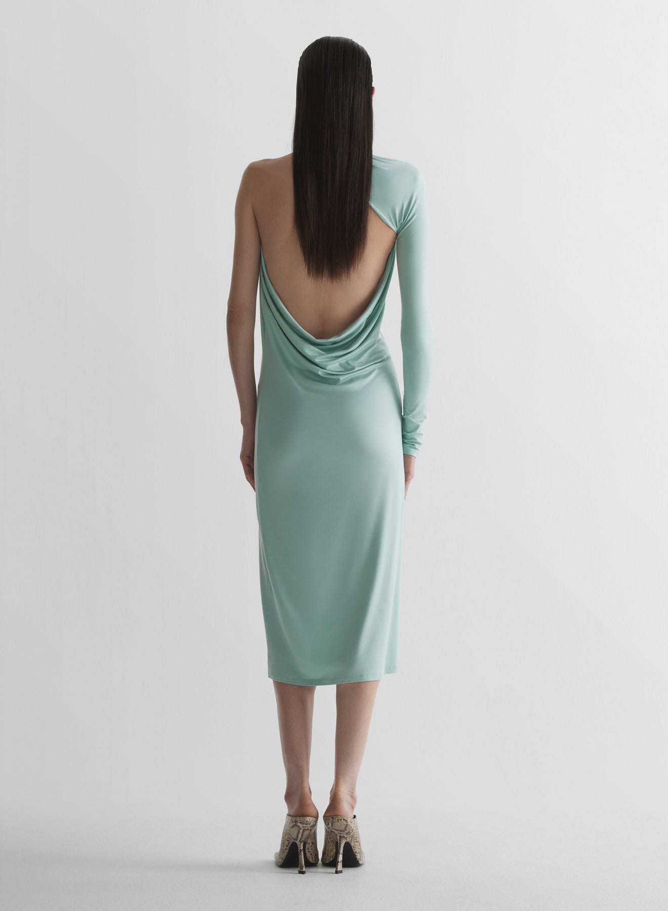Draped jersey loop dress