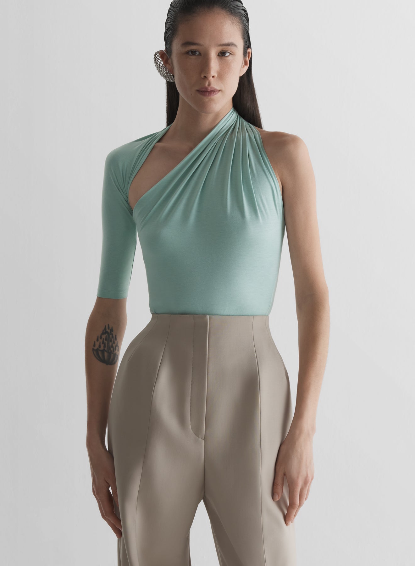Draped loop jersey top
