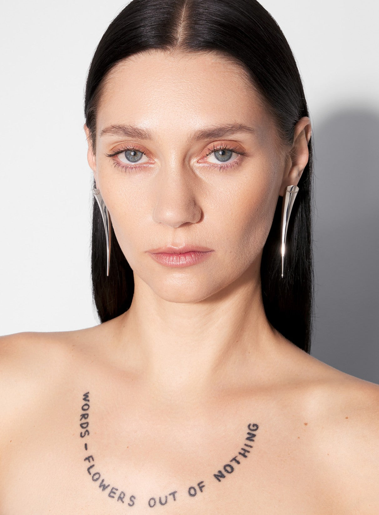 large fang silver earring