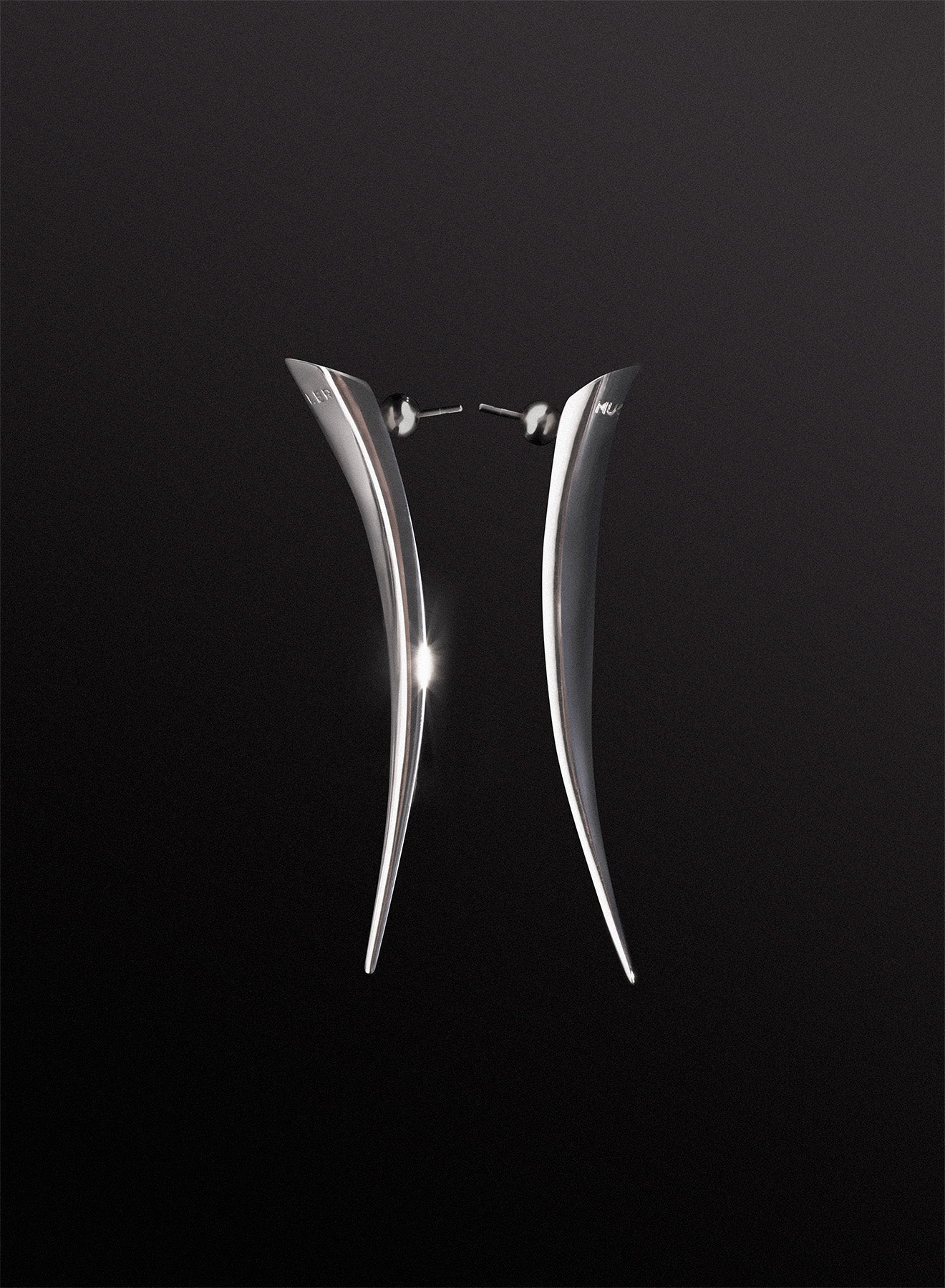 large fang silver earring