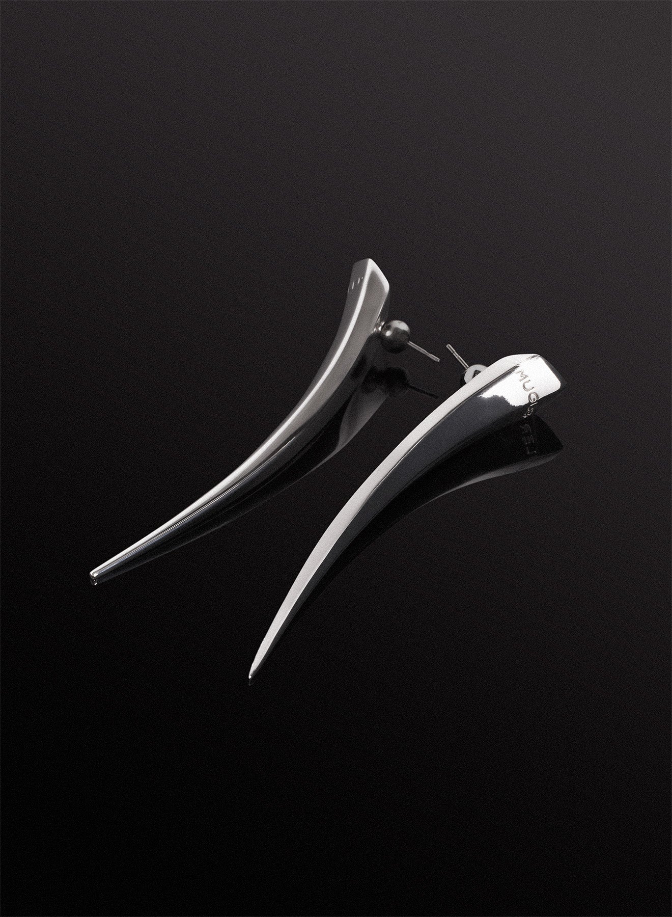 large fang silver earring