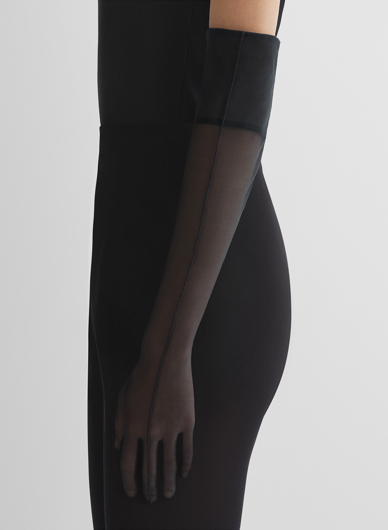 mugler handschuhe re/edit stretch illusion black gloves