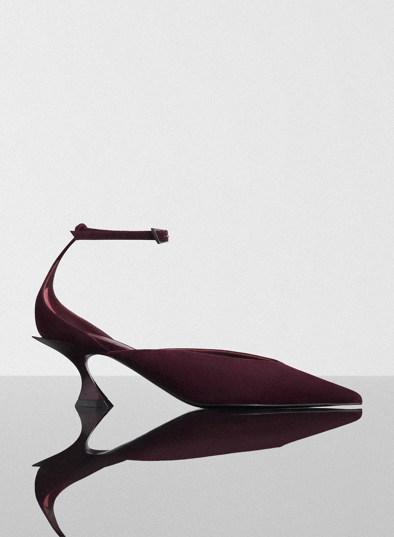 burgundy leather strappy fang 55 mules