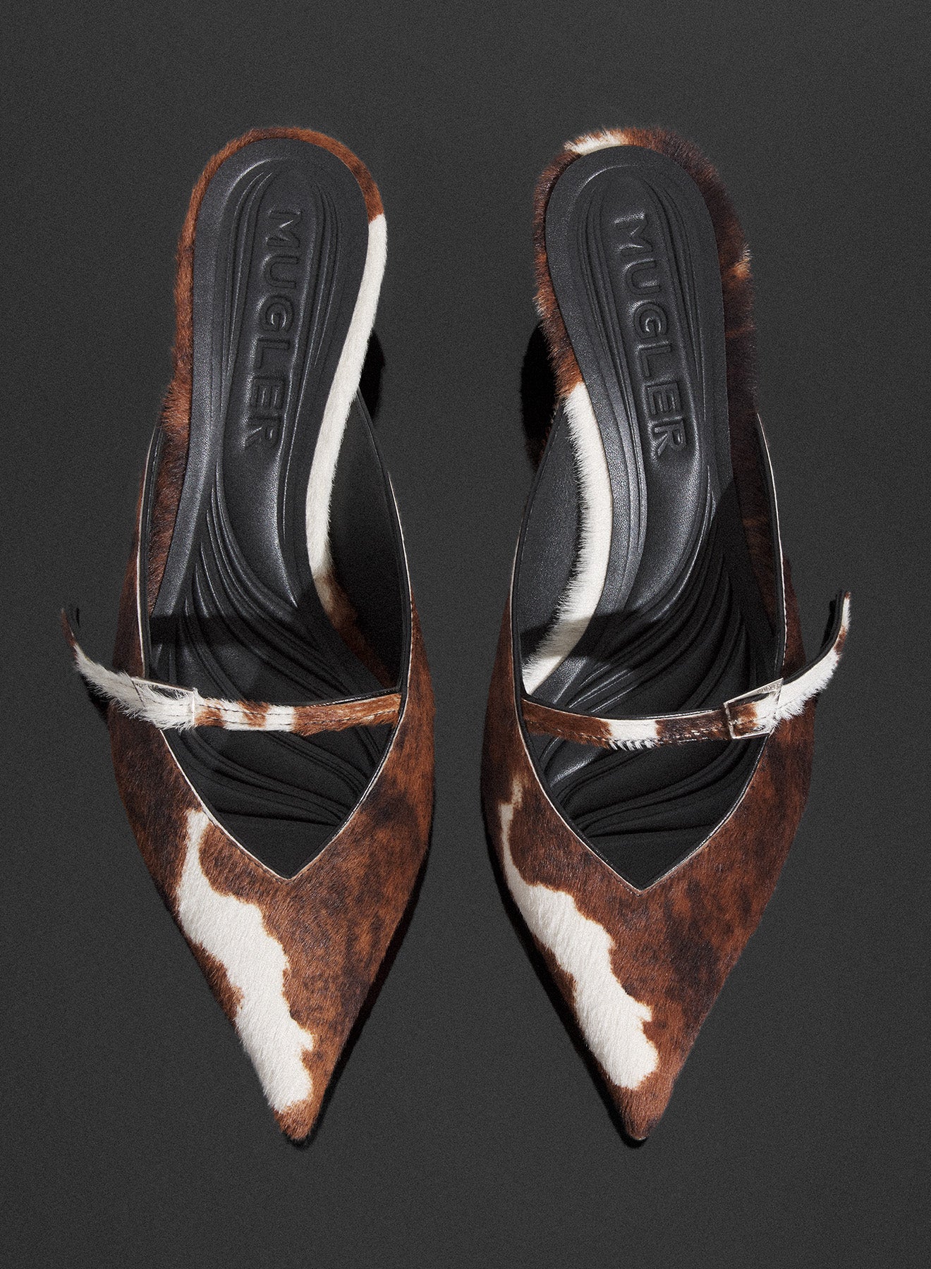 cowhide Fang 55 mules with strap