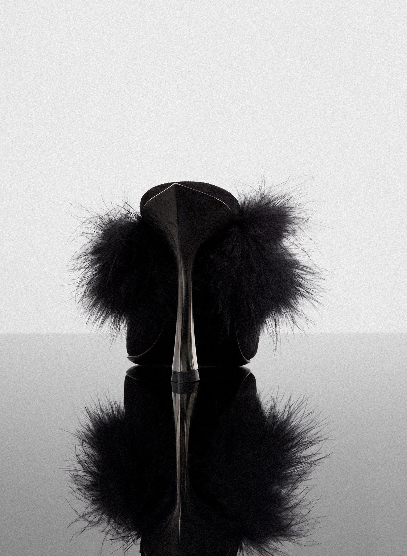 black marabou Fang 95 mules