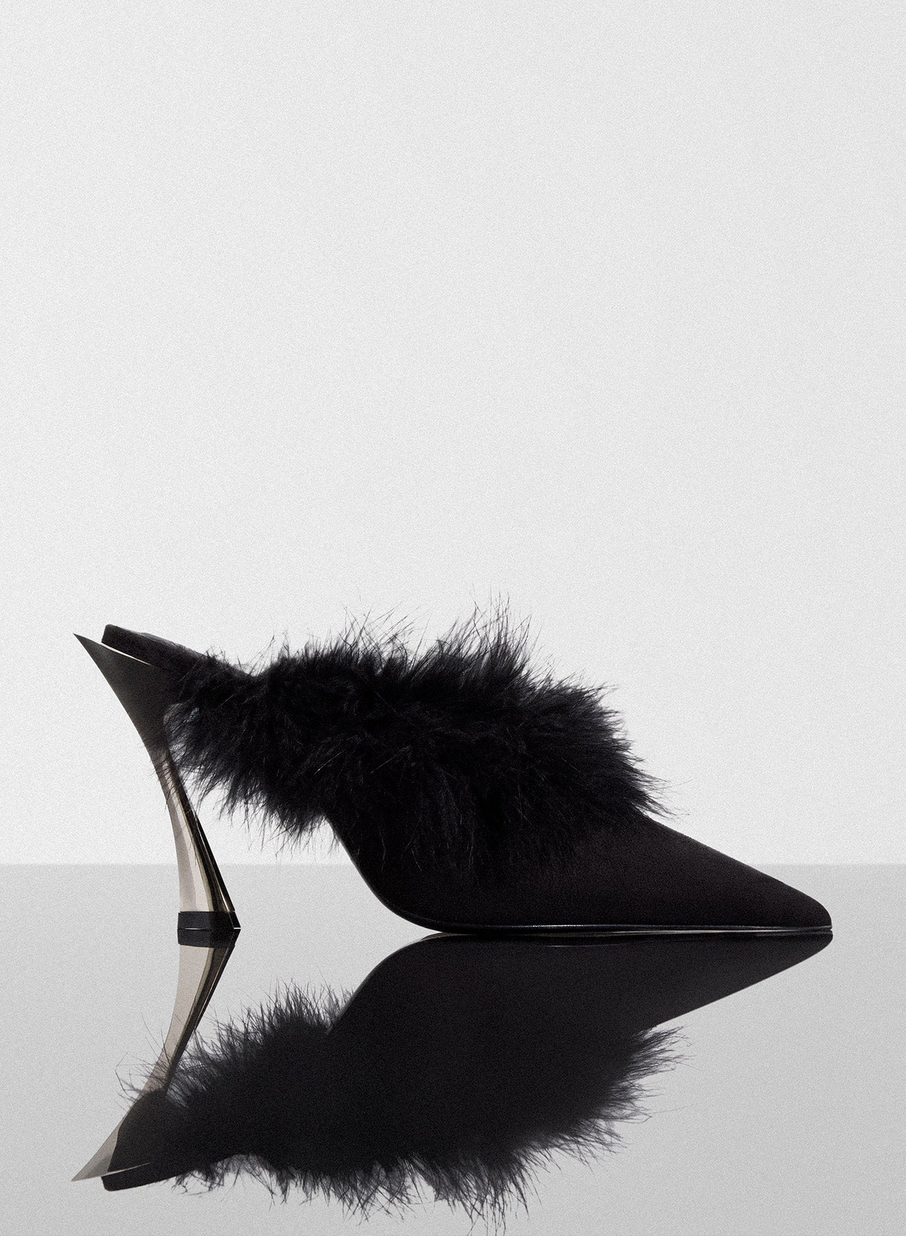 black marabou Fang 95 mules