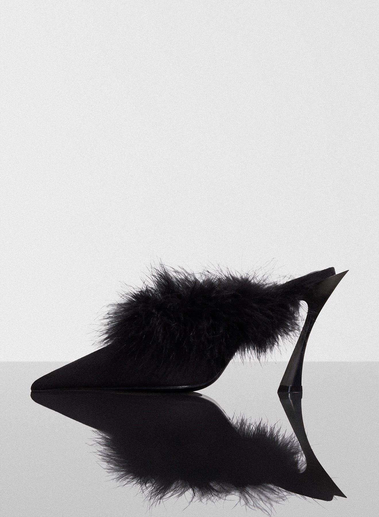 black marabou Fang 95 mules