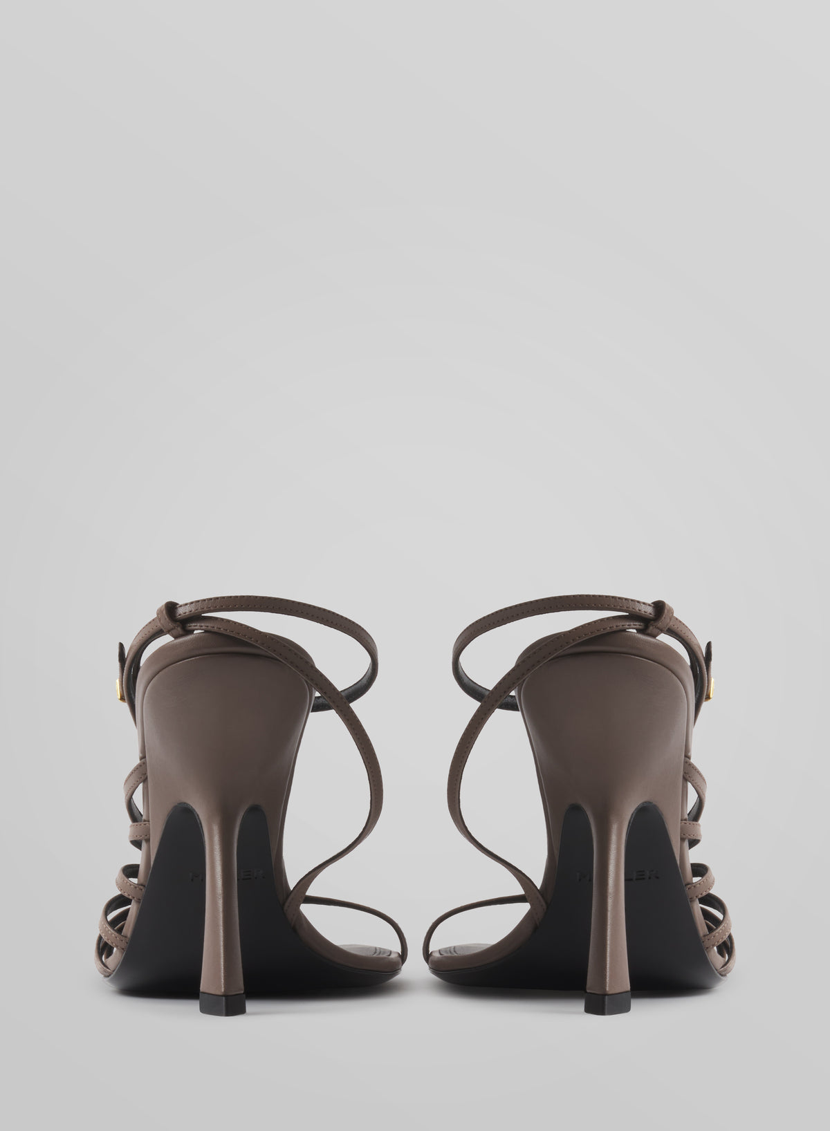 Taupe knotted t-strap sandals 105