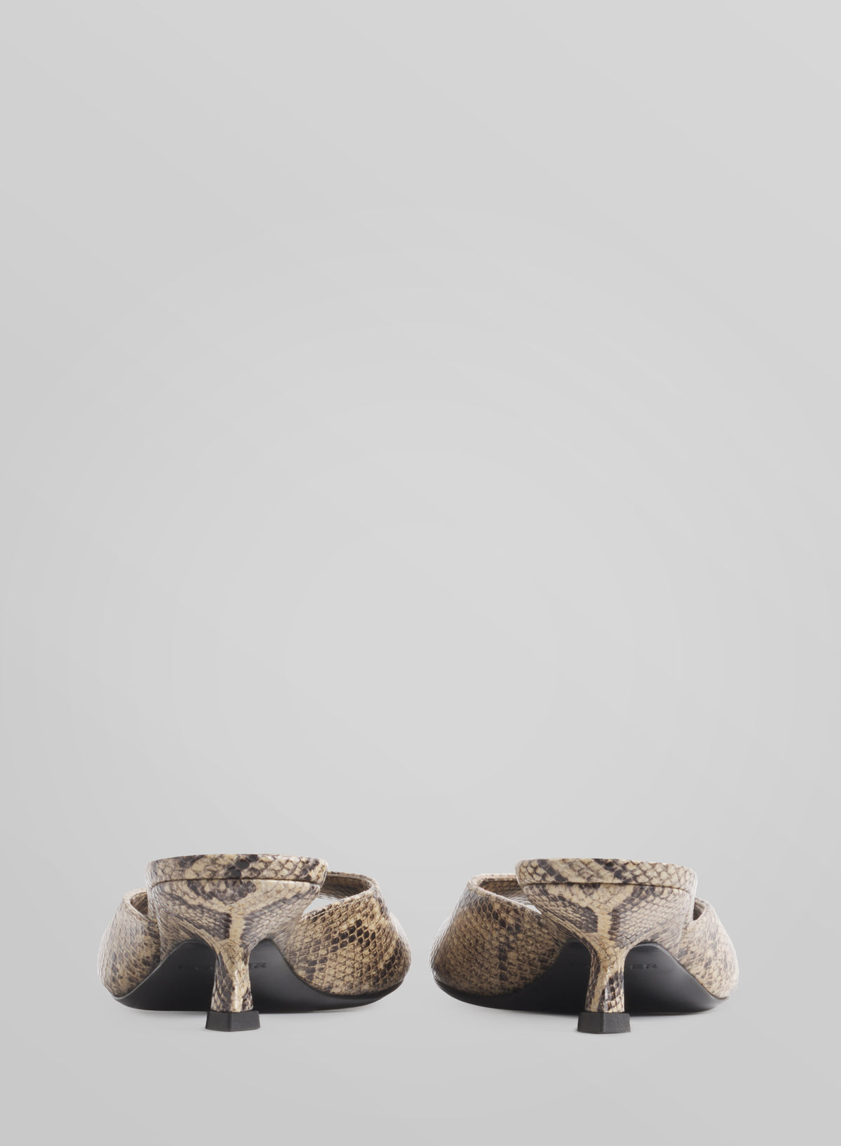 Faux python peep-toe mules 45