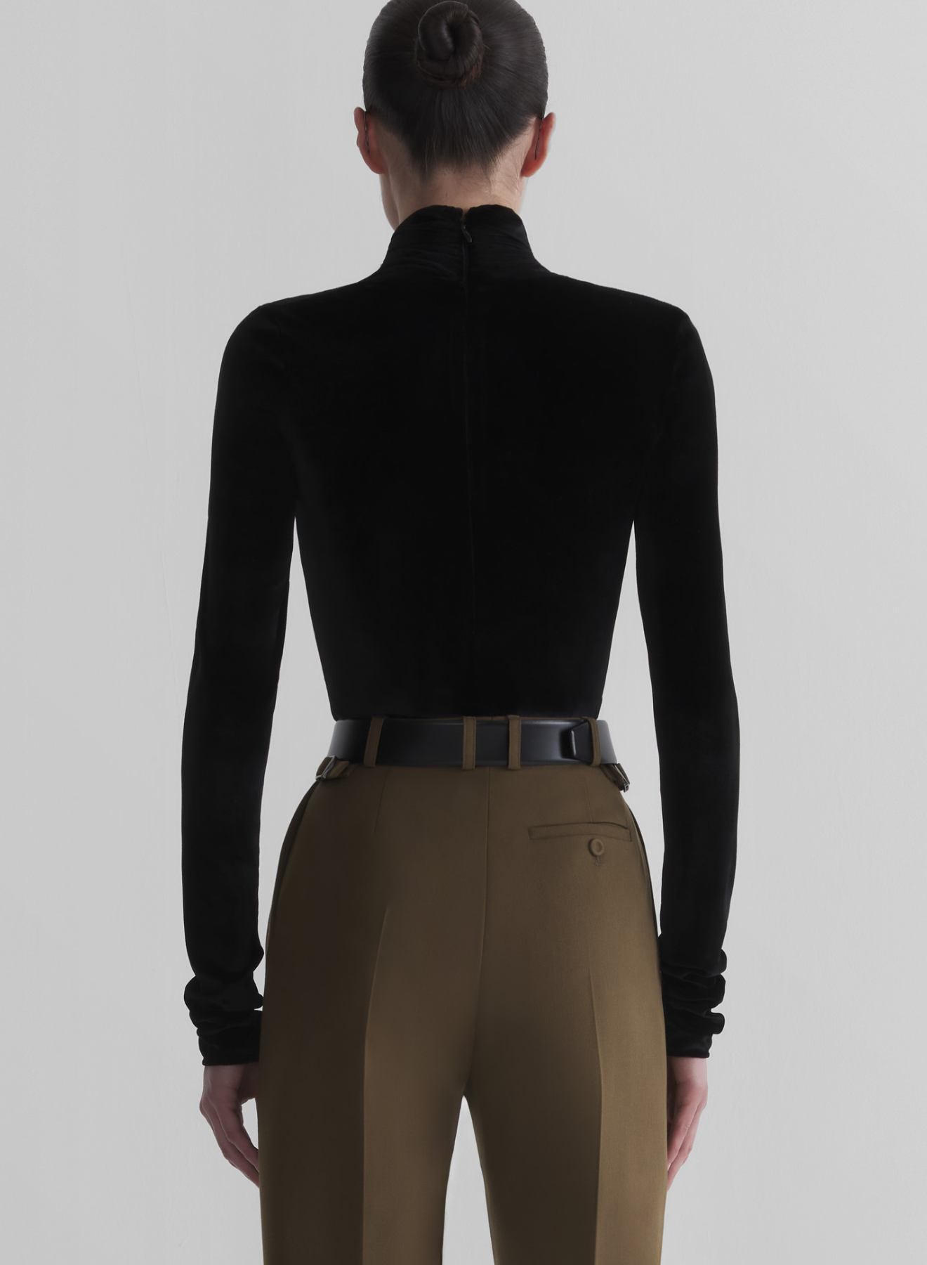 black scarf velvet bodysuit