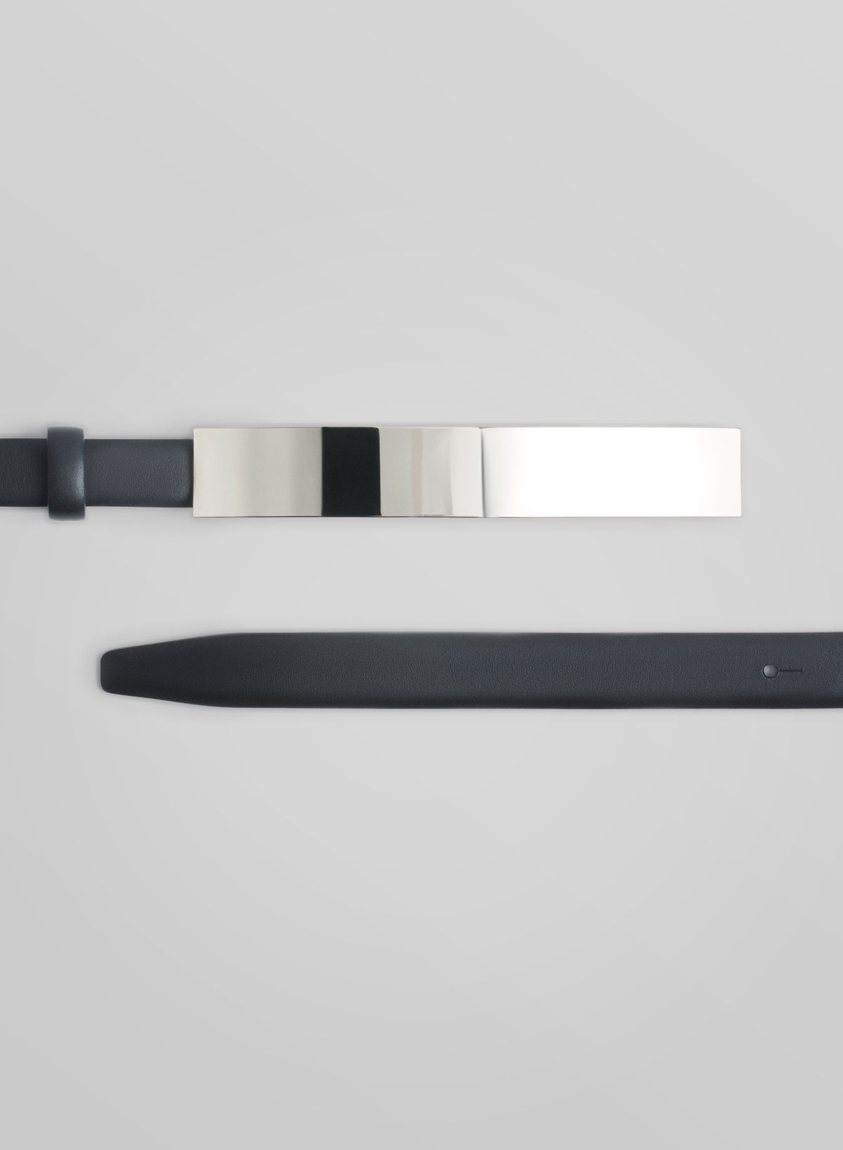 silver arched rectangle buckle belt
