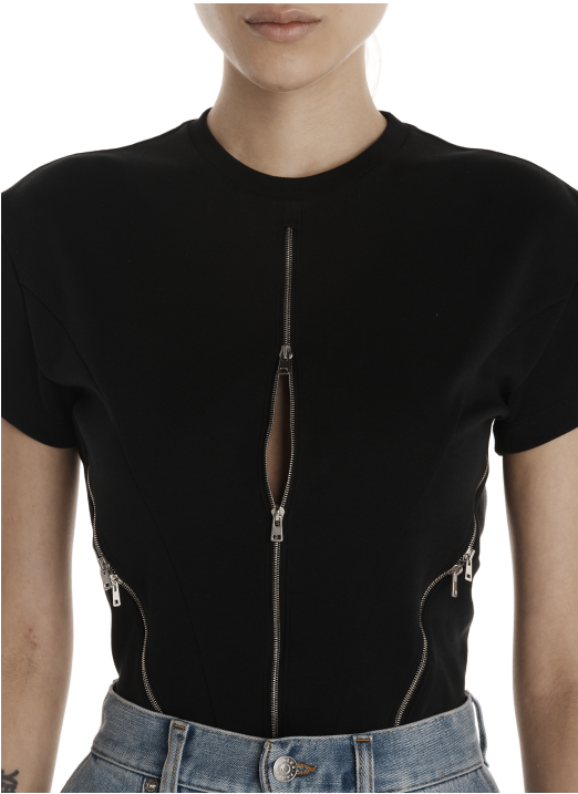 Zipped jersey bodysuit