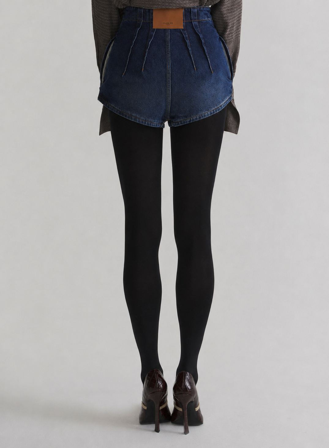 washed denim tailored shorts