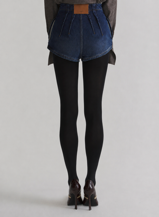 washed denim tailored shorts