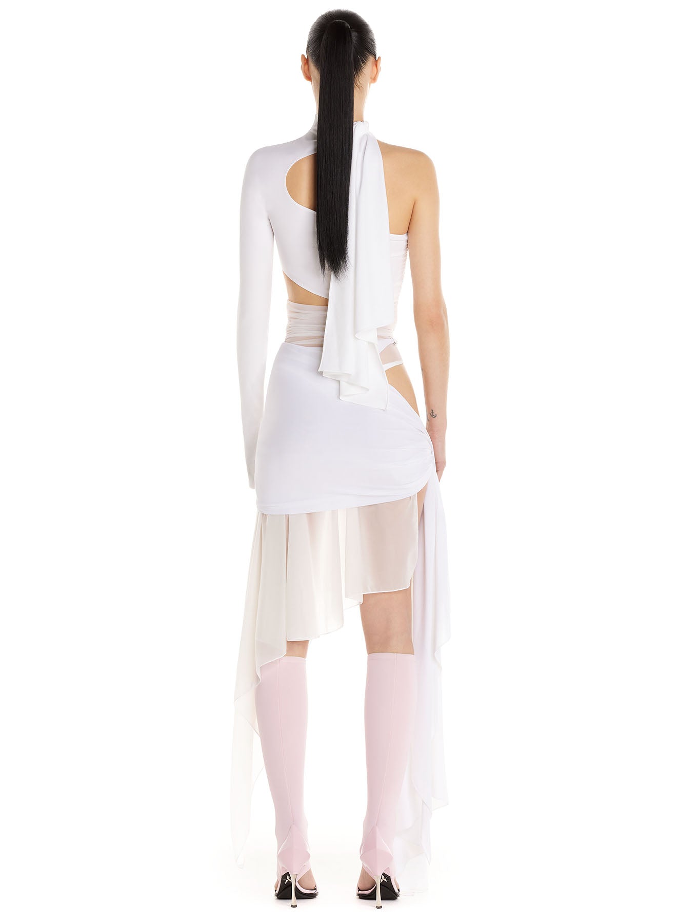 white cut-out illusion bodysuit