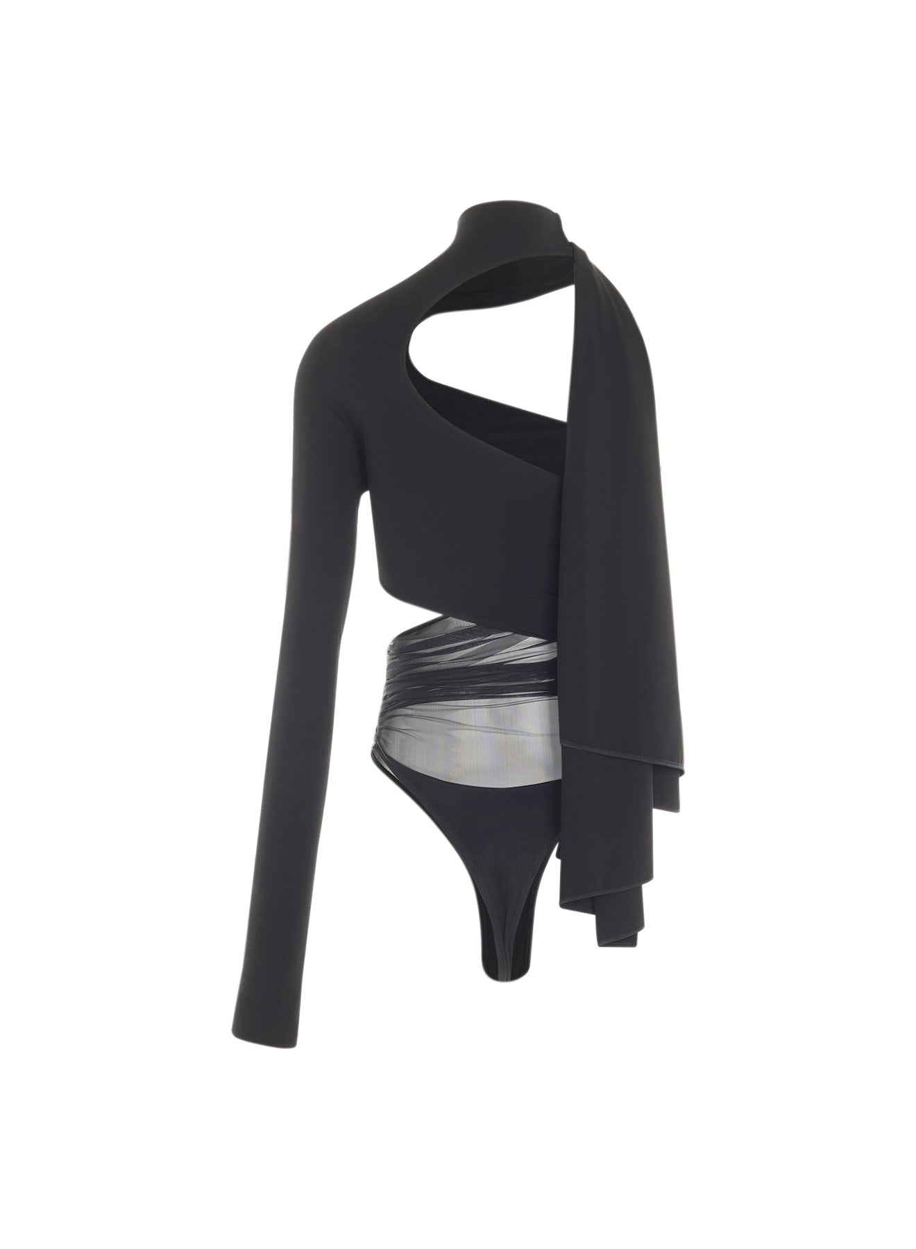 black cut-out illusion bodysuit