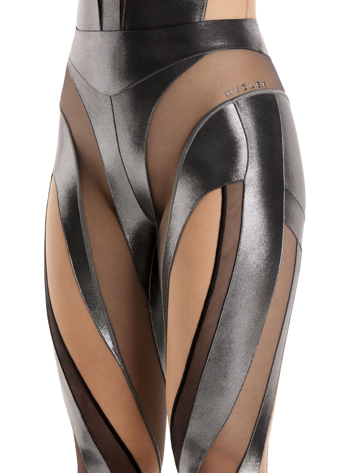 silver sheer spiral leggings  MUGLER Official Website – Mugler