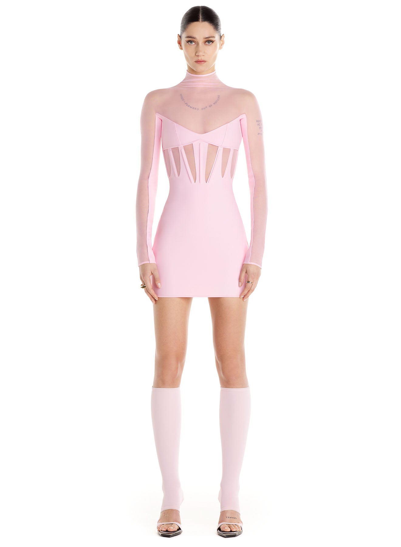 pink corset illusion dress