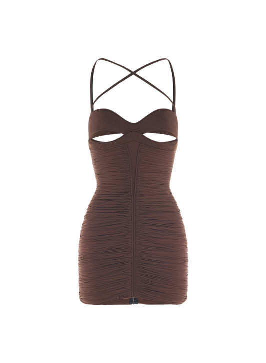 brown party dress