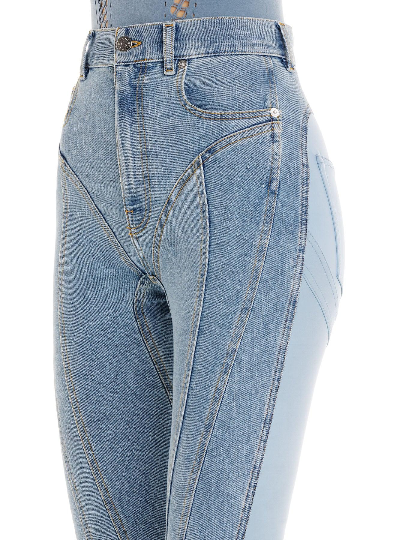 light blue bi-color spiral jeans  MUGLER Official Website – Mugler