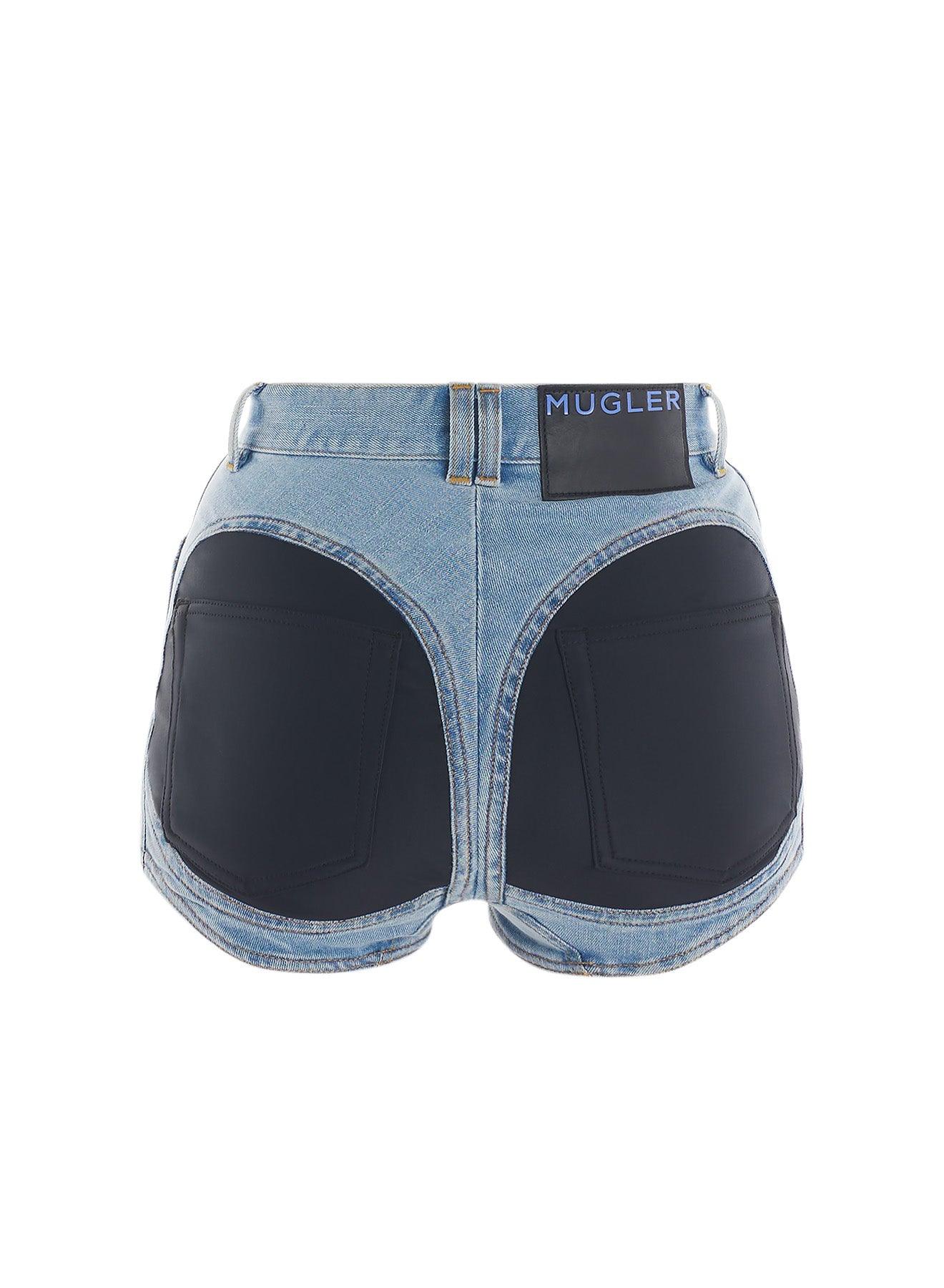 bi-material denim shorts - Mugler