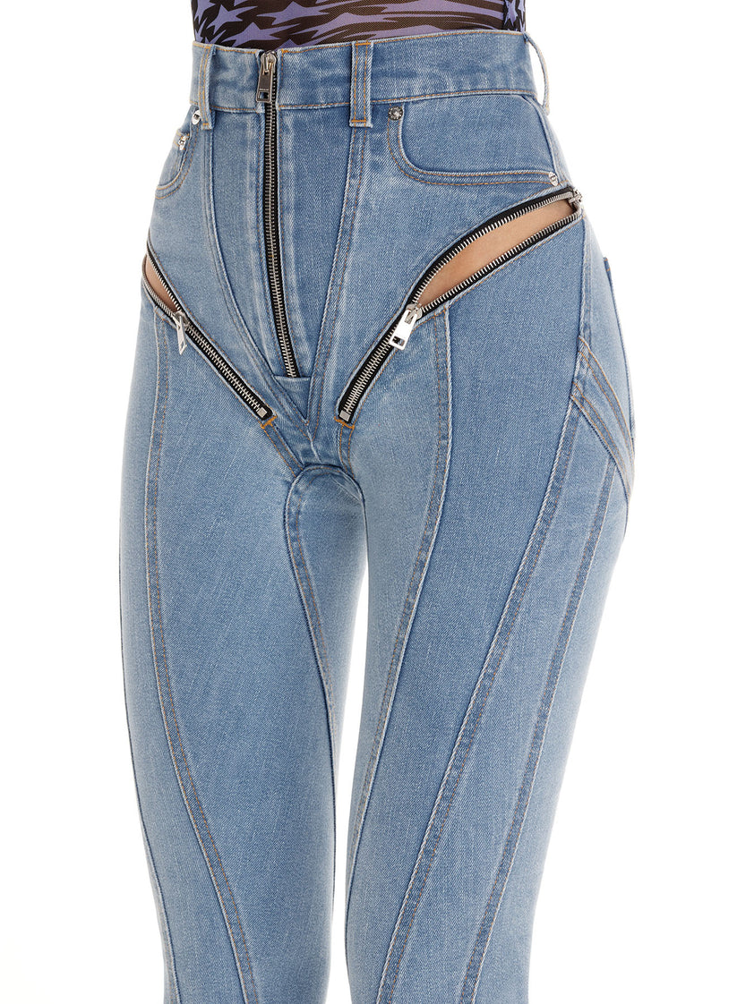 Zipped spiral jeans – Mugler
