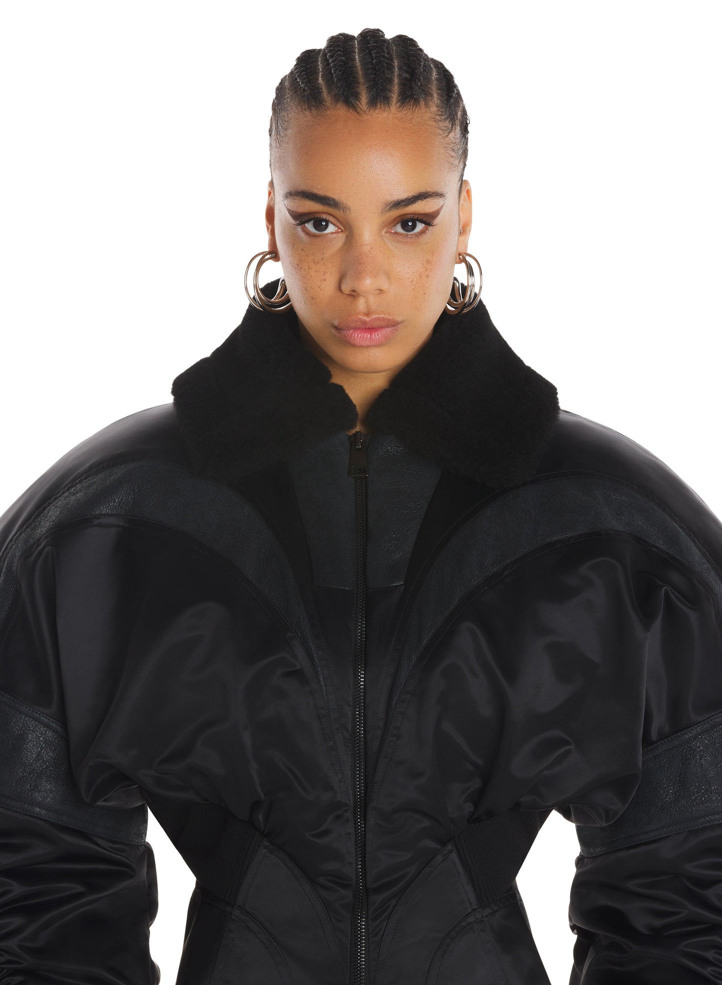 black corseted bomber jacket